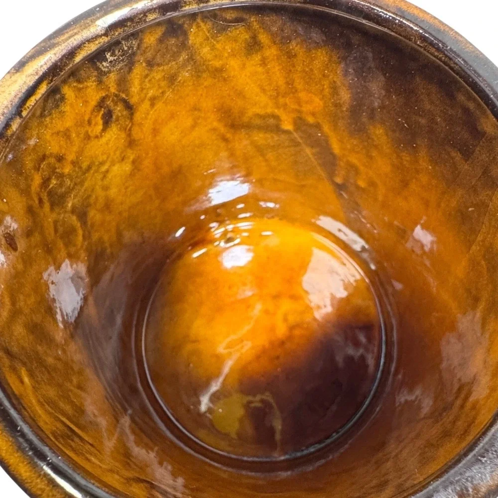 Vintage Holiday Designs Brown Glazed Ceramic SUGAR Canister Jug Lid USA